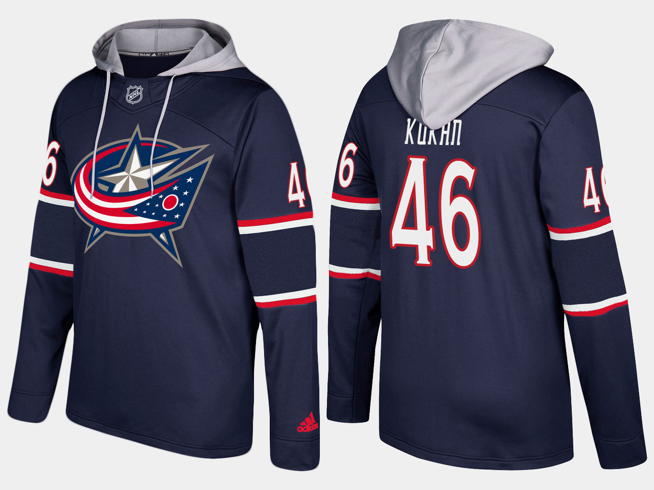 Men NHL Columbus blue jackets #46 dean kukan navy blue  hoodie->columbus blue jackets->NHL Jersey